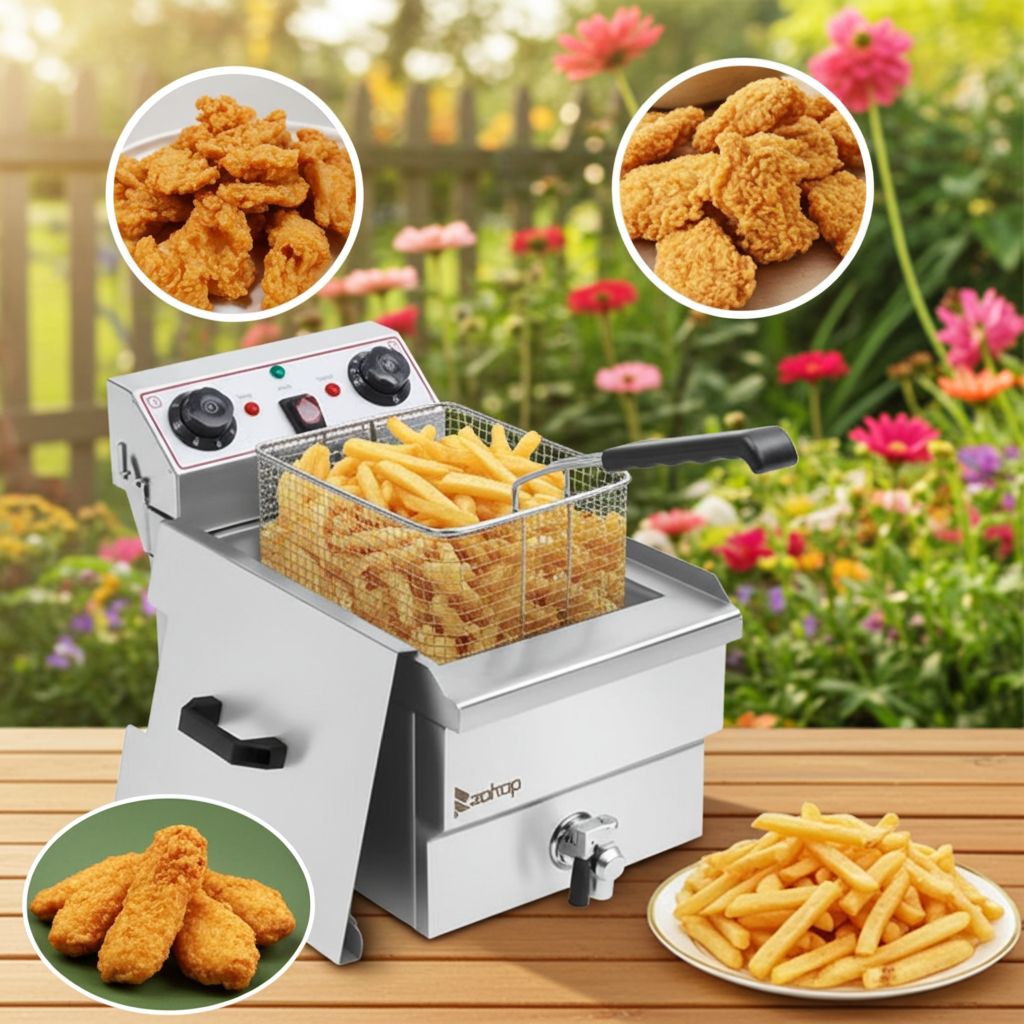 1.7KW 12.5QT/11.8L Stainless Steel Faucet Single Tank Deep Fryer